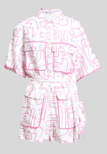 Womens SHEIKE Pink White Optical Illusion Playsuit Size 12 RARE SOLD OUT RRP 230
