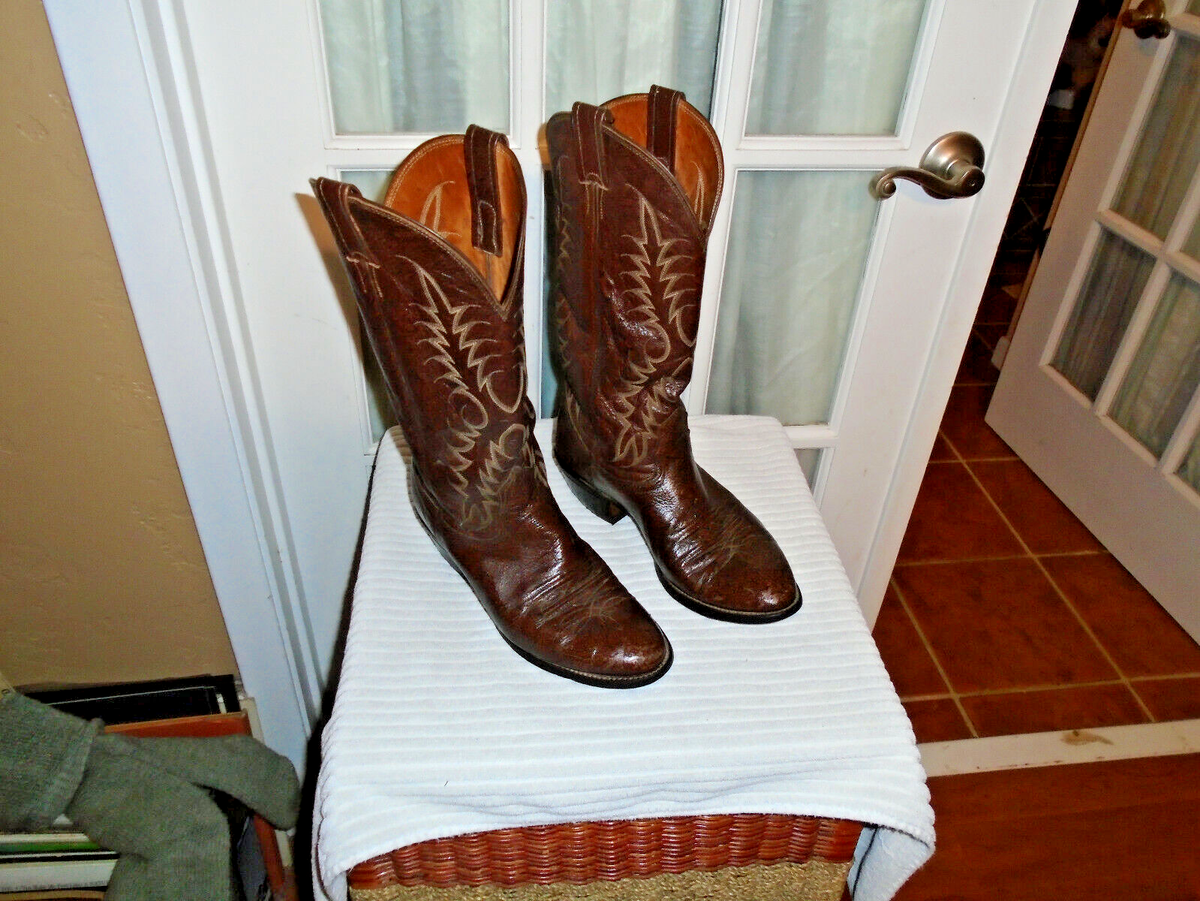 Nocona Russet Brown Leather Cowboy Western Boots Men display picture 1