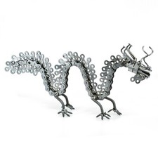 Statuina drago catena artistica in metallo Nuts 'n Bolts lunga 13" artigianale nuova!