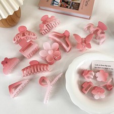 Gradient Crab Hair Clip Hollow Geometric Hairpin Cherry Blossom Pink Hair Claws