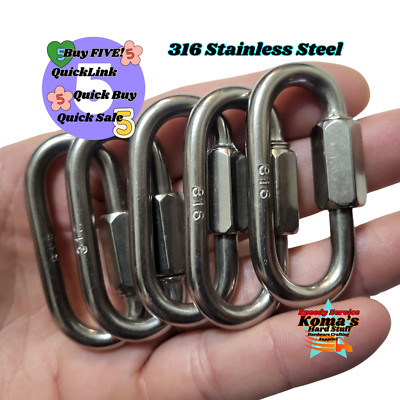 stainless steel quick link 316 marine grade 1/4''(6mm) repair locking link 2''
