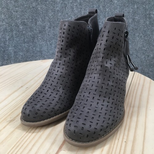 Report Boots Womens 7.5 Granger Perforated Ankle Bootie Gray Casual Wedge Heels - Picture 3 of 14