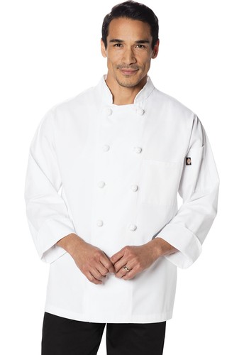 NWT DICKIES UNISEX KNOT BUTTON CHEF COAT WHITE DC43 - Picture 4 of 5