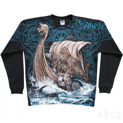 Sweatshirt Ragnarok Vikings Wikinger Walhalla Valhall Schiff Vegvisir M XL Runen