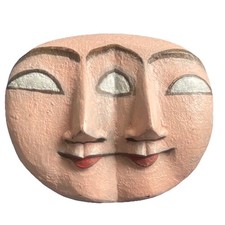 Rare MCM Double Face Paper M ch Mask Hand painted Folk Art Surreal Theatrical