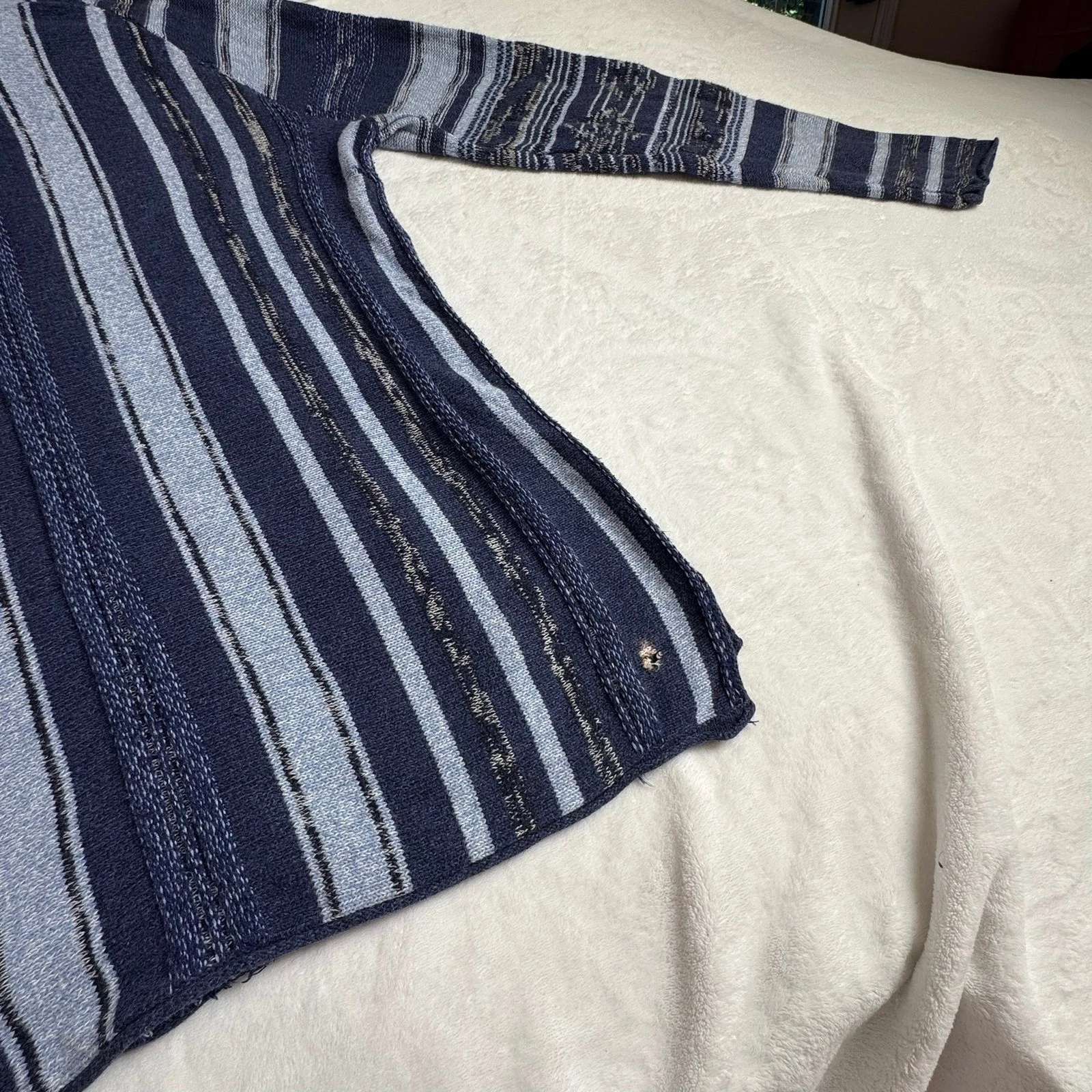 American Eagle Mens Blue Striped Baja Hoodie Knit Cotton Sweater Size M YEAR2014 image 18