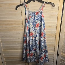 Tommy Bahama Floral Beach Dress Women's Size 7 Blue Pink Tropical Resort Wear