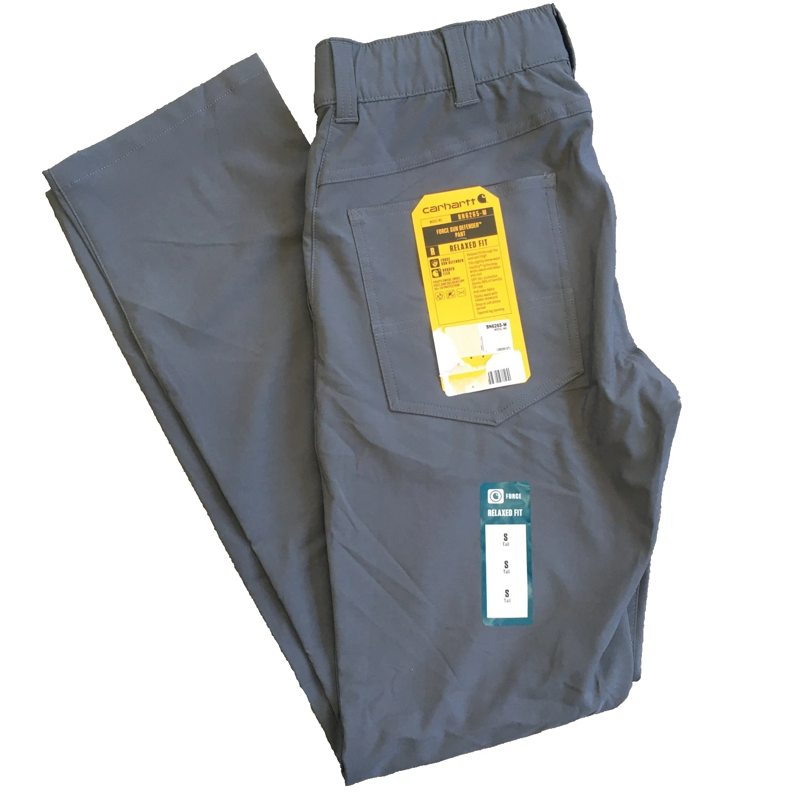 Carhartt Force Sun Defender Relaxed Fit UV protection Small Tall NWT Gray Pants