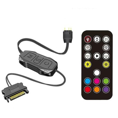RGB Controller PC Kit,5V 3-Pin ARGB with Mini Controller & Remote,Supports Mu...