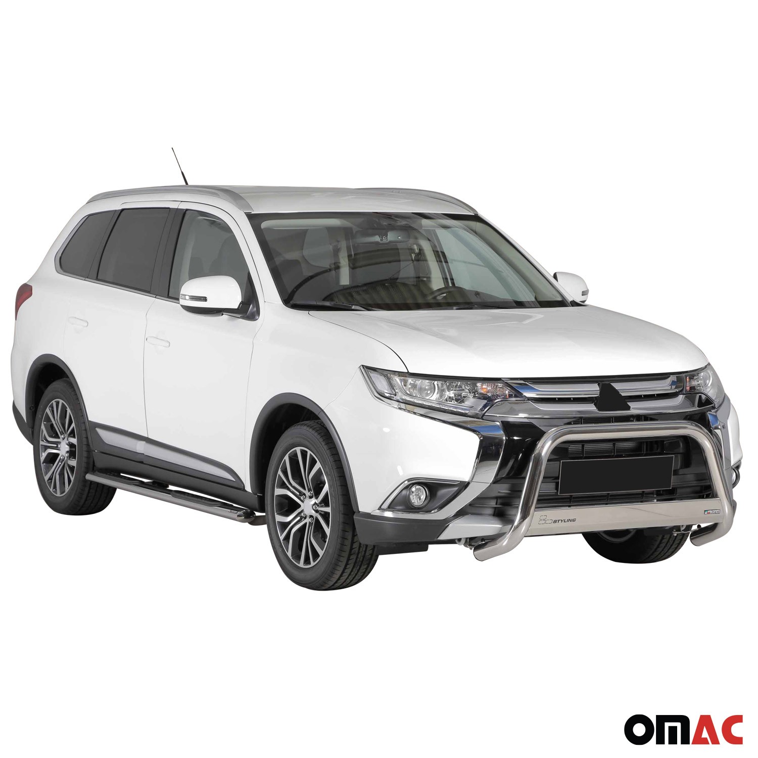 Pare-buffle Mitsubishi Outlander PHEV 2015 2018 acier gris 63mm protection avant SUV