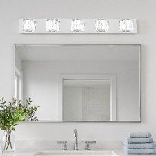 35 Inch LED Vanity Light Chrome Bathroom Mirror Wall Lamp Crystal Sconce Fixture