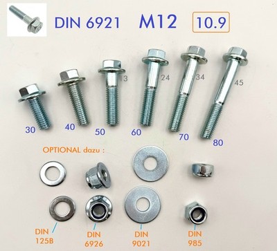Schraube DIN 6921 M12x25 bis M12x80 Stahl hochfest 10.9 verzinkt