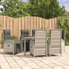 Set da Pranzo da Giardino 9 pz con Cuscini in Polyrattan Grigio vidaXL