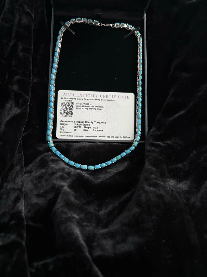 Collar genuino American Sleeping Beauty certificado de autenticidad esterlina Foto 2 de 4