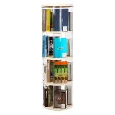4 Tier Rotating Bookshelf,360°Display Floor Standing Bookcase,Book Shelf
