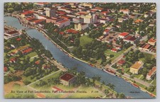 Air View Of Fort Lauderdale Florida New River Boats Postcard
