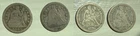 Lot of 4 Liberty Seated  Silver Dimes - 1843, 1849, 1876,1877
