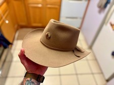 Akubra Snowy River Western Hat Brown Pure Fur Felt with removable Concho Size 57