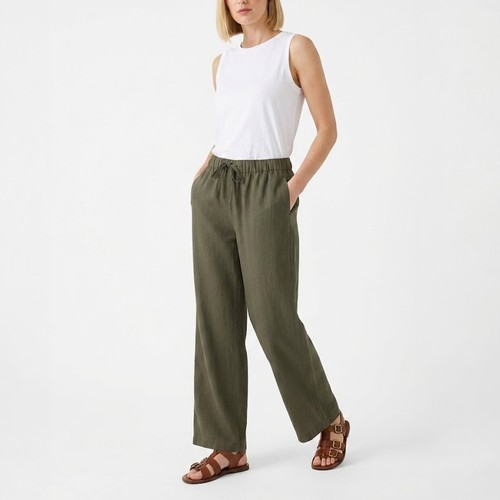 Eileen Fisher NWT Slubby Organic Cotton Linen Full-Length Straight Pant, PP-3X
