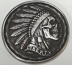 HOBO Indian Chief Skull Made From A REAL Buffalo Nickel SIGNED