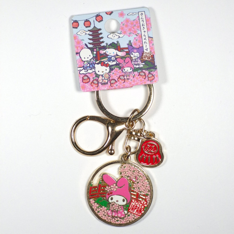 Sanrio My Melody & Hello Kitty Metal Clip-On Keychain Multicolor Japan