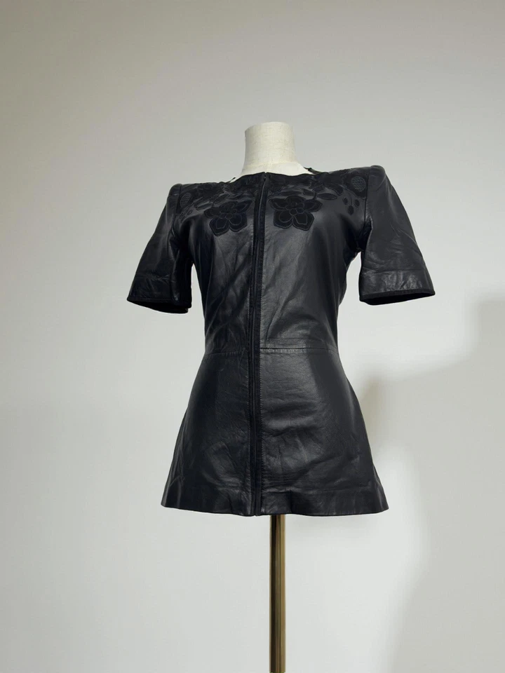 Blusa Top Archive🔥 Valentino Boutique Años 80 Vintage Cuero Talla 42 Foto 2 de 4