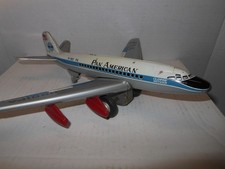 Vintage Tin Pan American Jet Airplane Friction Trade Mark Toys Japan