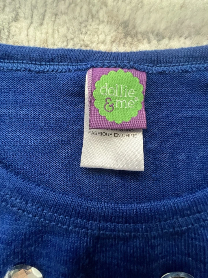 Túnica azul con leggings de pata de gallo Dollie & Me para niñas talla 12 Foto 3 de 4