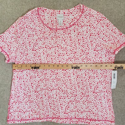 Weekends By Chico's Size 3 Chilled Dots SS Scoop SS Top Coral Fuchsia NWT