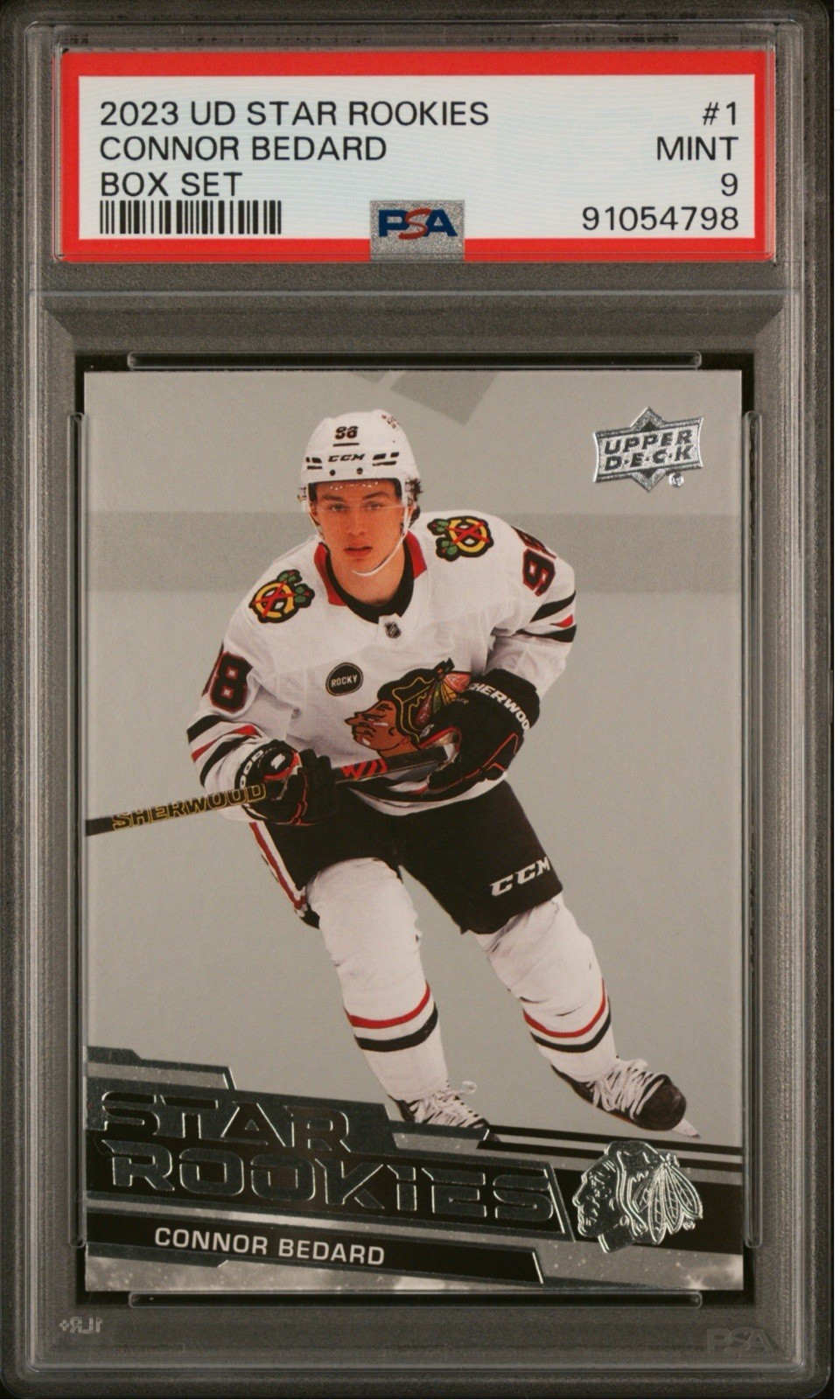 2023 UD Star Rookies Connor Bedard Rookie Box Set #1 PSA 9 Mint Blackhawks