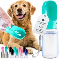 Portable Dog Water Bottle - 19 Oz, Blue - Leak-Proof Water Bowl Dispenser wit...