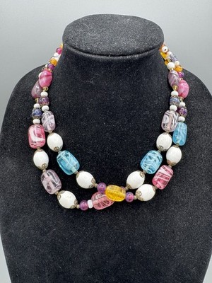 Vintage Miriam Haskell Art Glass Bead Necklace Rare READ