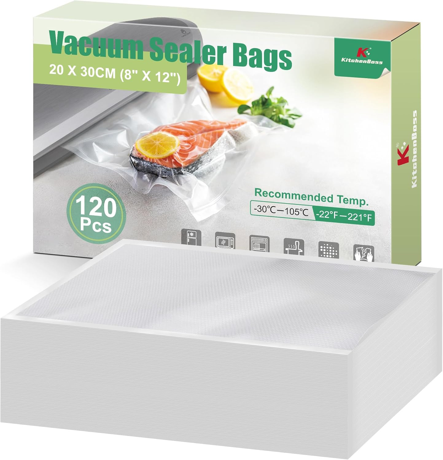 Sacchetti Alimenti Sottovuoto 20x30 cm | 120 Buste Salva-Spreco