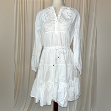 Ralph Lauren White Long Sleeve Dress with Lace Detail