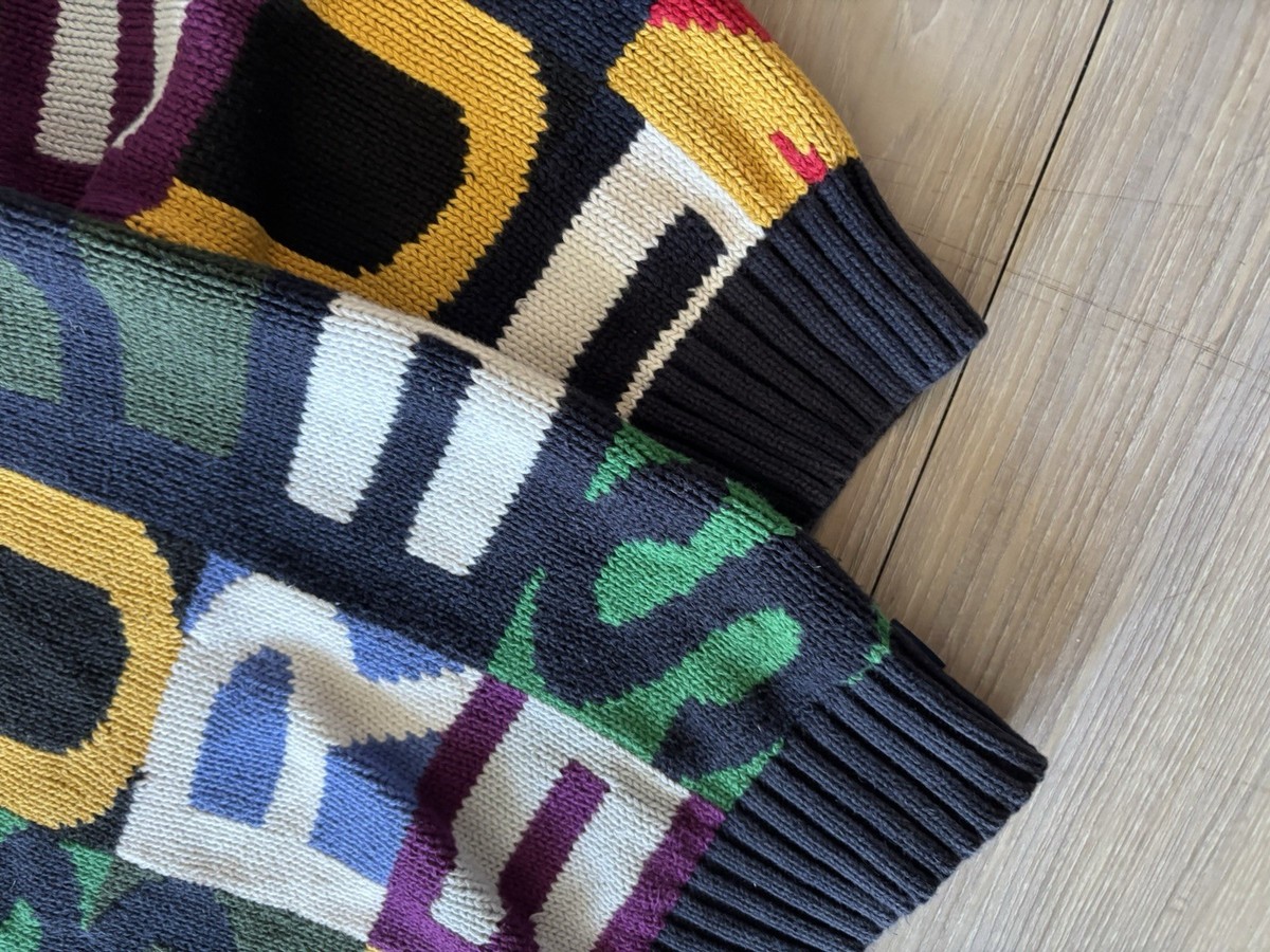 Supreme Big Letters MultiColored Sweater FW18 Mens Size Medium | eBay