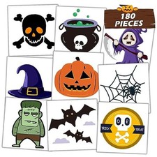 180pcs 60 Designs Halloween Temporary Tattoos Fake Tattoos Stickers