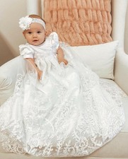 Girls White Christening  Baptism Gown - Willow