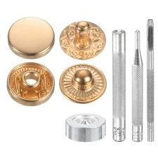 24Set 10mm Leather Snap Fastener Kit 2.76" Long W 4 Install Tools, Gold