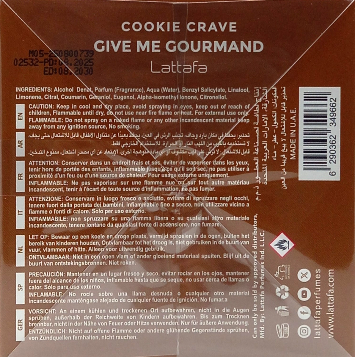 LATTAFA GIVE ME GOURMAND COOKIE CRAVE EAU DE PARFUM SPRAY WOMEN