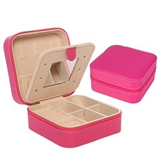 Travel Jewelry Case  Box - Small Jewelry Organizer for Girls  Women Rosy