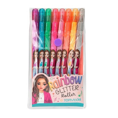 Depesche TOPModel 12192 Rainbow Glitter Gel Pen Set in Transparent Pouch with Pr