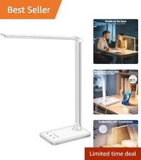 LED Desk Lamp Dimmable Table Lamp Reading Lamp with USB Charging Port, 5 Ligh...