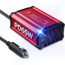 【2026 Upgraded】 300W Car Power Inverter - vansoet DC 12V 300W-PD65W, Red-65 