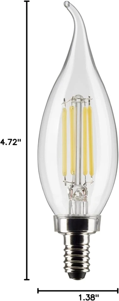 Filament Led Bulb CA10 E12 40W Soft White 2-PK - SATCO S21841 - Image 2 of 4
