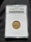 1911 INDIAN HEAD $2.50 QUARTER EAGLE GOLD NGC AU50