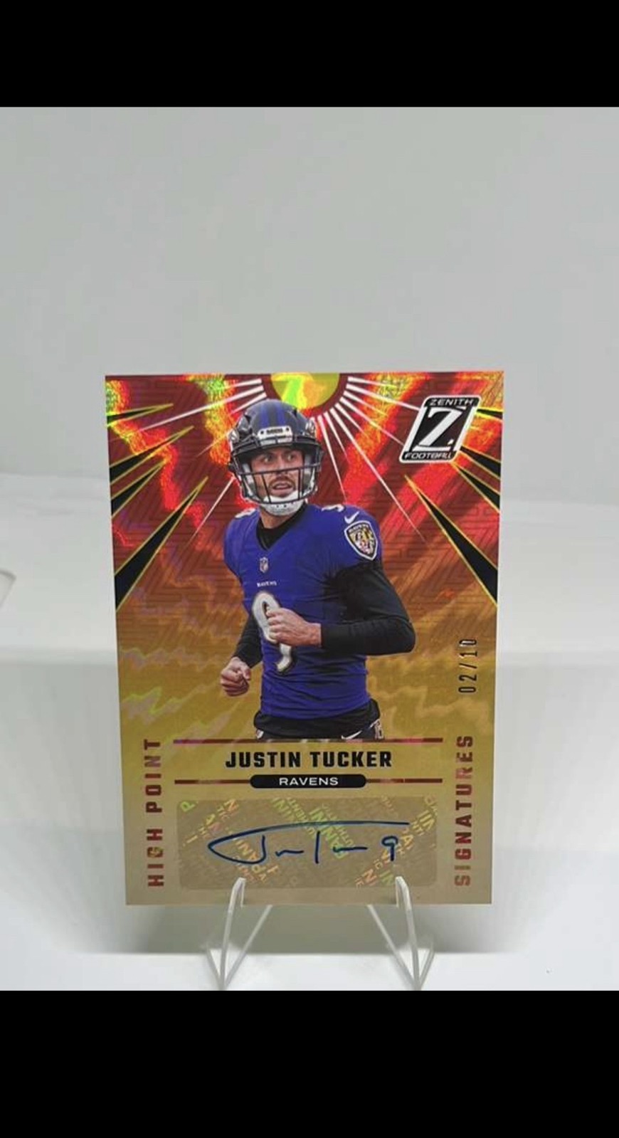 2021 Panini Zenith - HighPoint Signatures Justin Tucker #HPS-JT Lightning AU /10