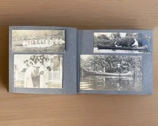 Antique 1910 CALUMET Michigan Photo Album OOAK Photographs Boats Lakes Women