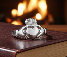 Claddagh Ring Solid Sterling Silver 925 Hallmark Size K - S