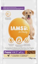 Iams Puppy Vitality Large Chicken Dog Food Dry 12kg 3.64 per kilo