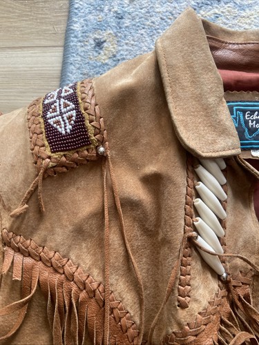 Echo Mountain Western Style Cowboy jacket w/Fringe/Suede/Beaded Tan Brown (Sz40) - Picture 3 of 11